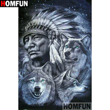 HOMFUN Full Square/Round Drill 5D DIY Diamond Painting "Man wolf" 3D Diamond Embroidery Cross Stitch Home Decor A19234 2024 - buy cheap