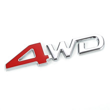 3D 4WD логотип автомобильный, металл, серебристая Красная надпись, эмблема для грузовика, авто, наклейка для автомобиля, интерьера или экстерьера автомобиля, авто Стайлинг 2024 - купить недорого
