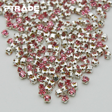 Светло-розовые стразы SS12 (3 мм) 288 шт стеклянные пришивные камни коготь кристаллы FlatBack для украшения одежды платье 2024 - купить недорого