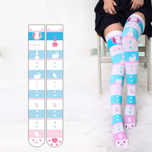 1 Pair Women Sexy Over Knee Stockings Japanese Thigh High Kawaii Stockings Pink Thin Long Stockings New Pink Paw Design For Girl 2024 - buy cheap