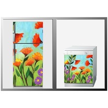 3D Fridge Sticker Spring Flowers Refrigerator Dishwasher Door Cover Kitchen Home Decoration Accessories Modern 3d Wall Stickers 2024 - buy cheap