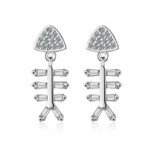 Новые креативные модные милые двухцветные серьги-гвоздики из стерлингового серебра 925 пробы с кристаллами SE664 2024 - купить недорого
