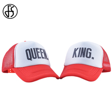 FS 2020 Streetwear Children Baseball Cap King And Queen Hat Summer Mesh Trucker Hats Red Orange Snapback Hip Hop Girl Boy Caps 2024 - buy cheap