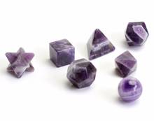 Natural Chakra Amethyst Carved Crystal Healing Platonic Solids Sacred Geometry Symbols with Merkaba Star 2024 - buy cheap