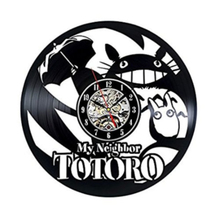 My Neibhor Totoro Cartoon Antique Vinyl Record Wall Clock 3D Black Hanging LED Clock Hollow Creative Black Wall Clock 2024 - buy cheap