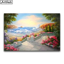 Full square diy 5d diamond painting seaside scenery flowers 3D diamond embroidery rhinestone mosaic artwork home decoration 2024 - buy cheap