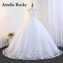 Vestidos De Noiva 2021 Ball Gown Bridal Dress Appliques Lace Wedding Dress V-Neck Beaded Wedding Gowns Backless Robe De Mariage 2024 - buy cheap