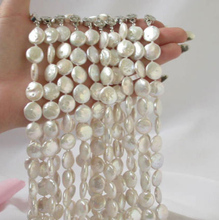 Collar de perlas de agua dulce, 10 unidades, 17 ", 14mm, moneda blanca 2024 - compra barato