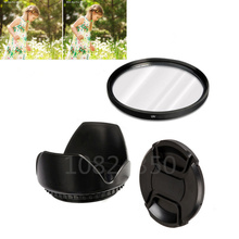 3in 1set  DSLR Camera lens UV Filter + Lens Hood + Lens Cap for Fuji Canon Sony Pentax Olympus Nikon D5600 D5500 D5300 D7500 2024 - buy cheap