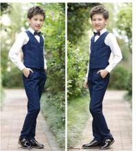 2019 Children Suit Kids Blazer Boys Formal Suit For Weddings Boys  lattice Performance Outfits Vest+Pants+Shirt+bow tie 4pcs 2024 - buy cheap