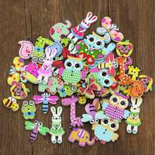 New 50Pcs Mixed DIY Wooden Popular Scrapbooking Buttons Cartoon Sewing Animal Craft 2024 - buy cheap