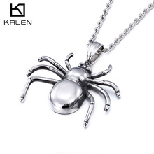 Kalen-Colgante de araña de Animal pesado para hombre, collar de acero inoxidable de alta calidad, accesorio de Rock para regalo 2024 - compra barato