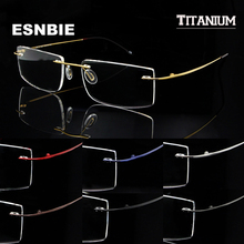 ESNBIE Memory Titanium Glasses Frame Men Rimless Eyewear Frames oculos de grau Mens Women Clear Lens Glasses 2024 - buy cheap