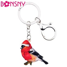 Bonsny Acrylic Christmas Sweet Robin Bird Key Chain Keychains Holder Cartoon Animal Jewelry For Women Girls Teens Bag Car Charms 2024 - buy cheap