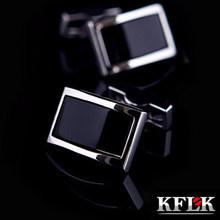Kflk abotoadura de luxo masculina, botões pretos para roupas de casamento, presente de alta qualidade 2024 - compre barato