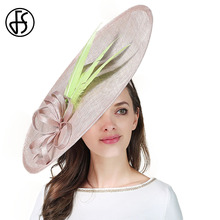 FS Sinamay Kentucky Derby Hat For Women Elegant Church Wedding Hats Formal Vintage Large Big Fascinator Summer 2018 2024 - buy cheap