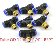 5 Pieces Tube OD 12mm x 1/4" BSPT Male Tee Pneumatic Connector Push In To Connect Fitting One Touch Quick Release Air Fitting 2024 - buy cheap