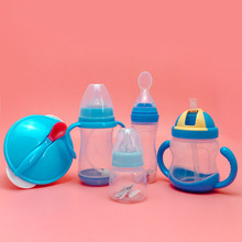 Kit de botella de silicona para Bebé y Niño, juego de taza de entrenamiento infantil, tazón de alimentación de agua potable, ventosa, 280ml, 5 uds. 2024 - compra barato