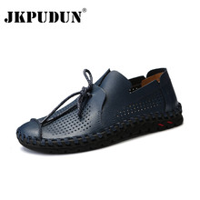 Italian Mens Shoes Casual Luxury Brand Summer Loafers Men Genuine Leather Moccasins Comfy Breathable Slip on Boat Shoes JKPUDUN 2024 - buy cheap