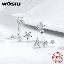 Brincos pequenos wotsu estrela delicada 925, prata esterlina brilhante claro cz, joia de luxo para mulheres fieformas 2024 - compre barato