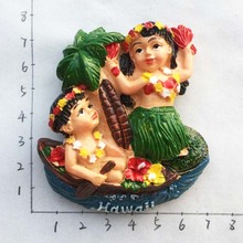 United States Hawaii Travel Souvenir Three-dimensional Hula Girl Magnetic Sticker Fridge Magnet 2024 - buy cheap