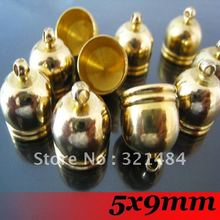 Free ship! Gold Plated Tone Metal 5x9mm 500PCS jewelry clasps and bead end cap leather cord end findings 2024 - buy cheap