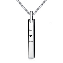 Engraving Your Name or Wedding Anniversary Cuboid High Polished Tungsten Carbide Necklace & Pendant  Mens Stylish Christmas Gift 2024 - buy cheap
