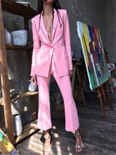 2019 Pink Formal Women's Office Fashion Casual Suits Women Business Prom Wedding Tuxedo Suits 2 Pieces Jacket Pants Traje Mujer 2024 - buy cheap