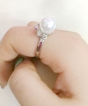 Joyería de moda para mujer, bola redonda de 10mm, anillos con flores y perlas, Perla Natural ajustable nácar del Mar del Sur 2024 - compra barato