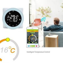 Termostato de aquecimento a gás, controle de voz, wi-fi, controle de temperatura, lcd, digital, tela sensível ao toque programável, alexa 2024 - compre barato