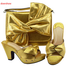 Sapatos de ouro e saco doershow conjunto sapato combinando com bolsa best selling senhora sapato correspondente Italiano e saco sapato Itália e saco! BF1-47 2024 - compre barato