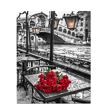 Картина по номерам «сделай сам», Прямая поставка, 40x50 50x65 см, красная роза на столе, цветочный холст, свадебное украшение, художественная картина, подарок 2024 - купить недорого