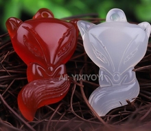 Beautiful Chinese Handwork Natural Red White Agate Jade Carved Cute Fox Lucky Blessing Pendant + Rope Necklace Fine Jewelry 2024 - buy cheap