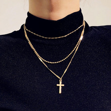 Vintage Elegant Multilayer Religious Cross Pendant Necklaces for Women Simple Clavicle Necklace Jewelry Colar Kolye Gift YN539 2024 - buy cheap