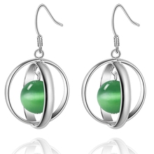 two circle green zircon Top quality free shipping silver plated Earrings for women fashion jewelry /YVRMAJUY DFITNZSZ 2024 - buy cheap