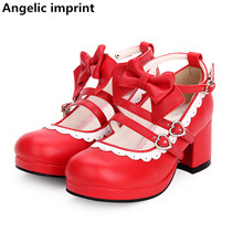 Zapatos de tacón alto para mujer, calzado de fiesta de princesa, estampado angelical, mori, lolita, 33-47, 6cm 2024 - compra barato