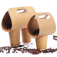 Disposable Kraft Paper Cup Holder Eco Friendly Drinks Coffee Tea And Milk Mug Base Handle Holders Takeaway Drink Packaging 50pcs 2024 - buy cheap