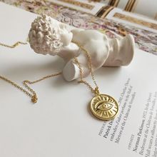 Silverology-collar de plata de ley 925 con forma de ojo para mujer y niña, colgante de textura brillante Simple, redondo, dorado, joyería elegante 2024 - compra barato