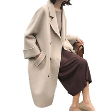 OLGITUM Long Sleeve Winter Woolen Coat Women  Casual Feminino Ladies Autumn New Long Woolen Coats 2024 - buy cheap