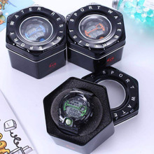 Relógio mecânico hexagonal preto, relógio eletrônico de quartzo, caixa para presente, embalagem 2024 - compre barato