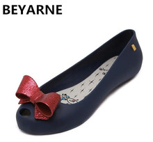 BEYARNE модная женская обувь с милым бантом-бабочкой; Резиновые ботинки на плоской подошве с открытым носом, женские туристические сандалии женские летние пляжные сандалии, размеры 36-40 2024 - купить недорого