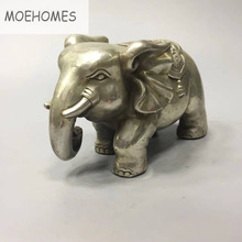 MOEHOMES China classical home decoration miao Silver fengshui Wealth Elephant Statue metal crafts 2024 - buy cheap