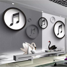 beibehang Wallpaper custom large high-end creative black and white swan notes 3D fashion TV background wall papel de parede 2024 - buy cheap