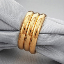 3 Pcs Anéis de Ouro Para Homens/Mulheres Do Vintage 3 Camadas Moda Jóias Simples 3 MM Muti-Camada Com amarelo da Cor do Ouro Anéis da Faixa 3R102 2024 - compre barato