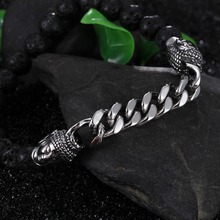 Top Design Women's Men's 8mm Lava Stone Beaded Stainless Steel Silver Color Buddha Head Bangle Chain Bracelet Christmas Gift 8MM 2024 - buy cheap