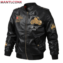 MANTLCONX Autumn New Brand Motorcycle Leather Jacket Men Bomber PU Leather Jackets jaqueta de couro masculina Mens Leather Coats 2024 - buy cheap