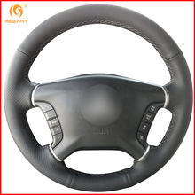 MEWANT Black Genuine Leather Car Steering Wheel Cover for Mitsubishi Pajero 2007-2014 Galant 2008-2012 Accessories Parts 2024 - buy cheap