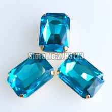 Factory sales Lake blue Gold bottom Rectangle eight square AAA+ Glass Crystal flatback sew on claw rhinestones SWCJ012 2024 - buy cheap