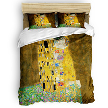 Gustav Klimt The Kiss Duvet Cover 3D Cotton King Size Queen Size Quilt Cover Set Bedclothes Comforter Single Bedding Sets 2024 - buy cheap