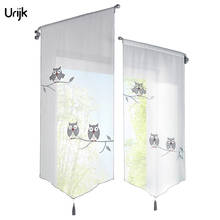Urijk  Kitchen Short Curtains Owl  Roman Blinds Curtains For The Kitchen White Sheer Tassel Tulle Curtains 2024 - buy cheap